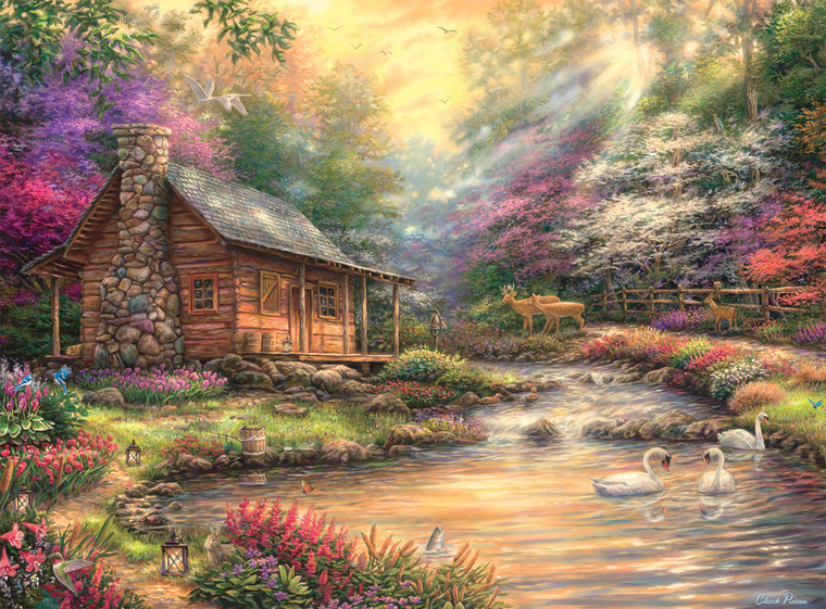 Chuck Pinson's Escapes: Brookside Retreat 1000 Piece Puzzle