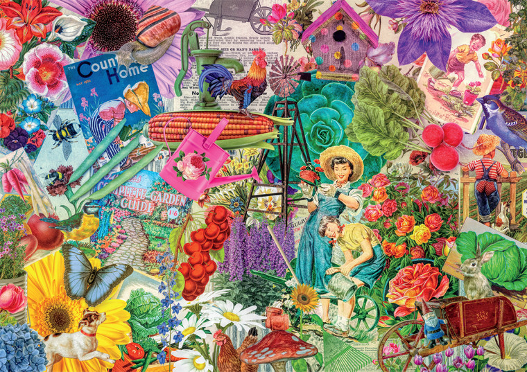 Lars Stewart: Colorful Gardening Collage 300 Large Piece Puzzle