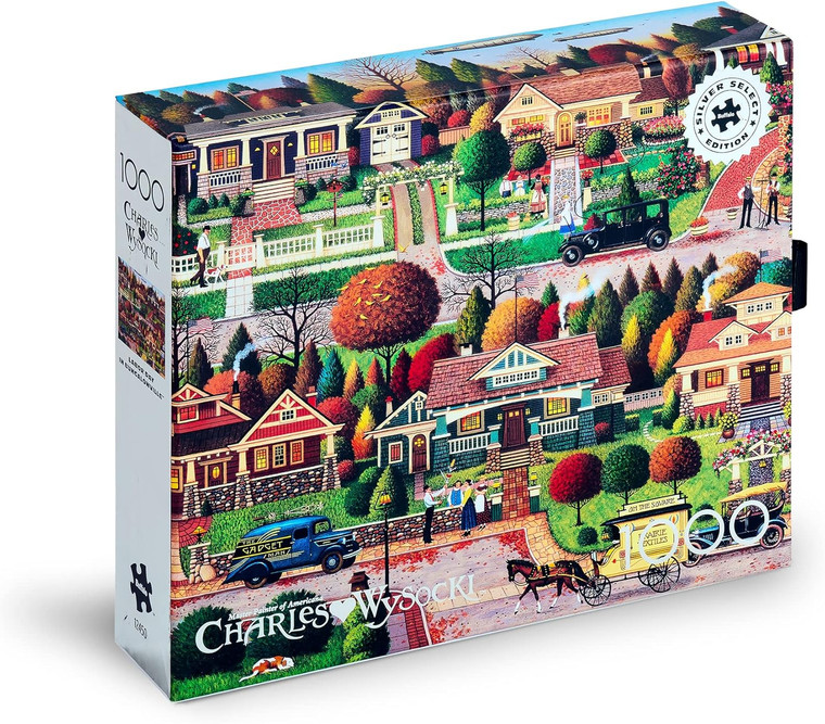 Charles Wysocki - Labor Day in Bungalowville 1000 Piece Puzzle (Silver Select Edition - Giftable package with silver foil accents)